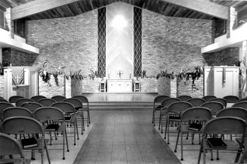 Our spirit-filled church sanctuary in 1954 in black and white