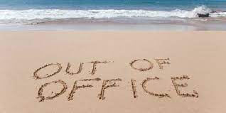 out of office writing in the sand