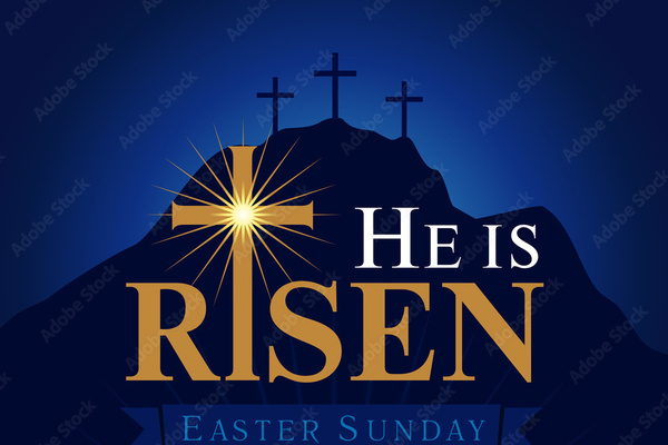 He is Risen graphic with cross