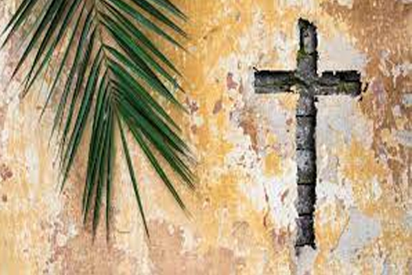 Image of palm frond and cross